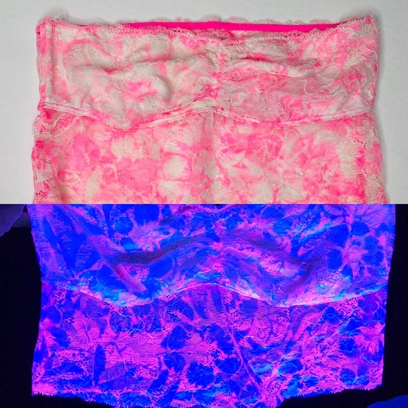 PINK Victoria's Secret Other - PINK bone-in floral UV Reactive Festival lace bandeau pink marble NWOT S